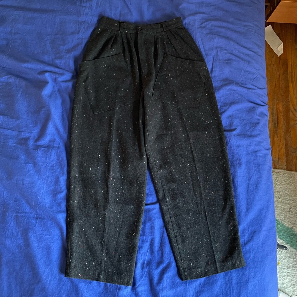 Special Vintage Wool Pants with Unique Pockets